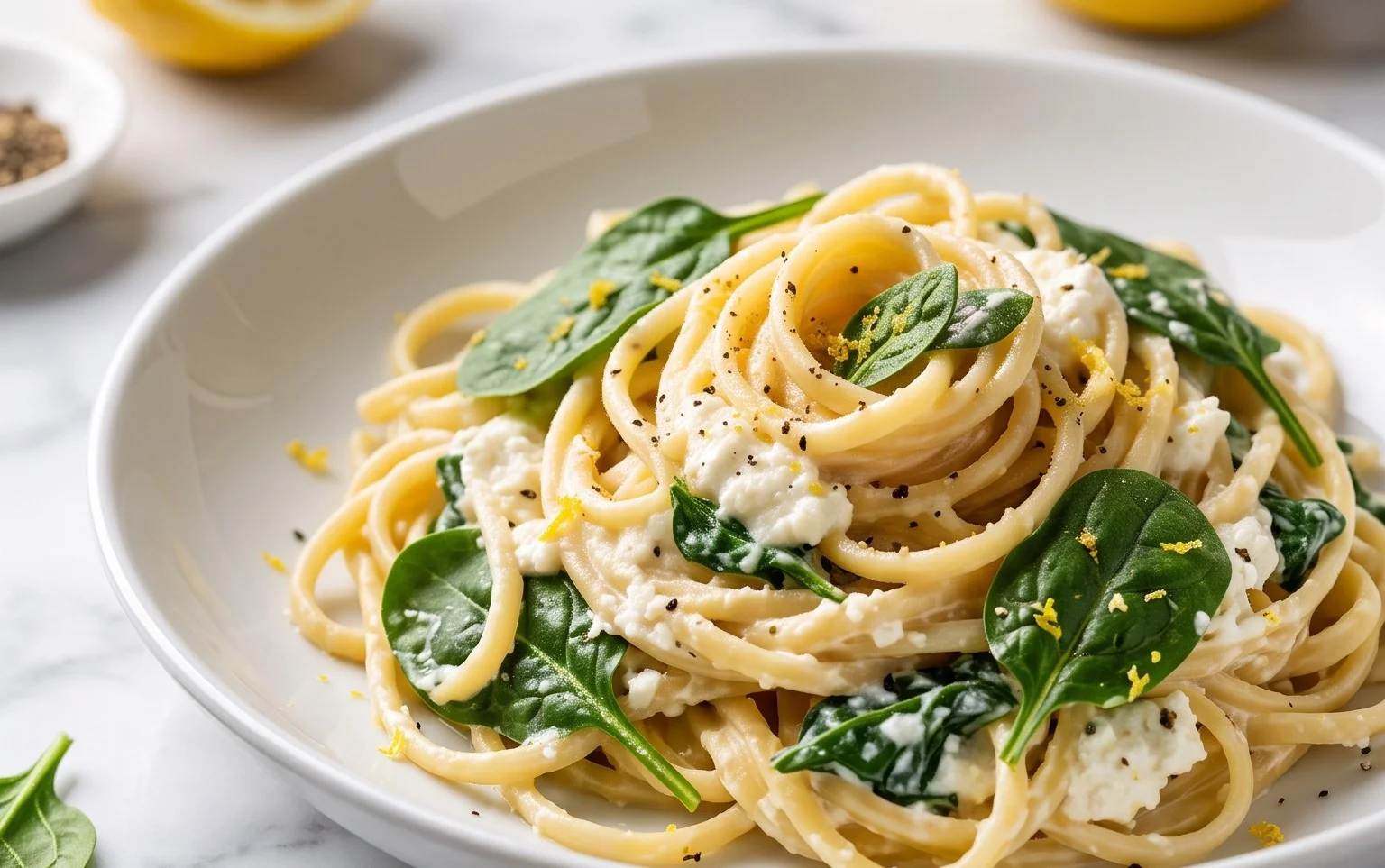 Lemon ricotta pasta & spinach