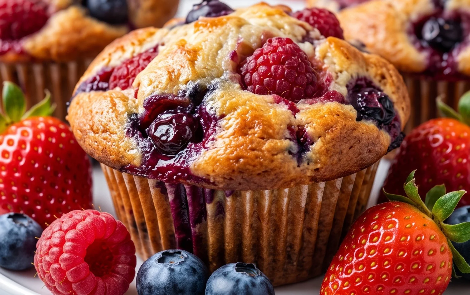 Bakery Style Mixed Berry Muffins | with Frozen Berries