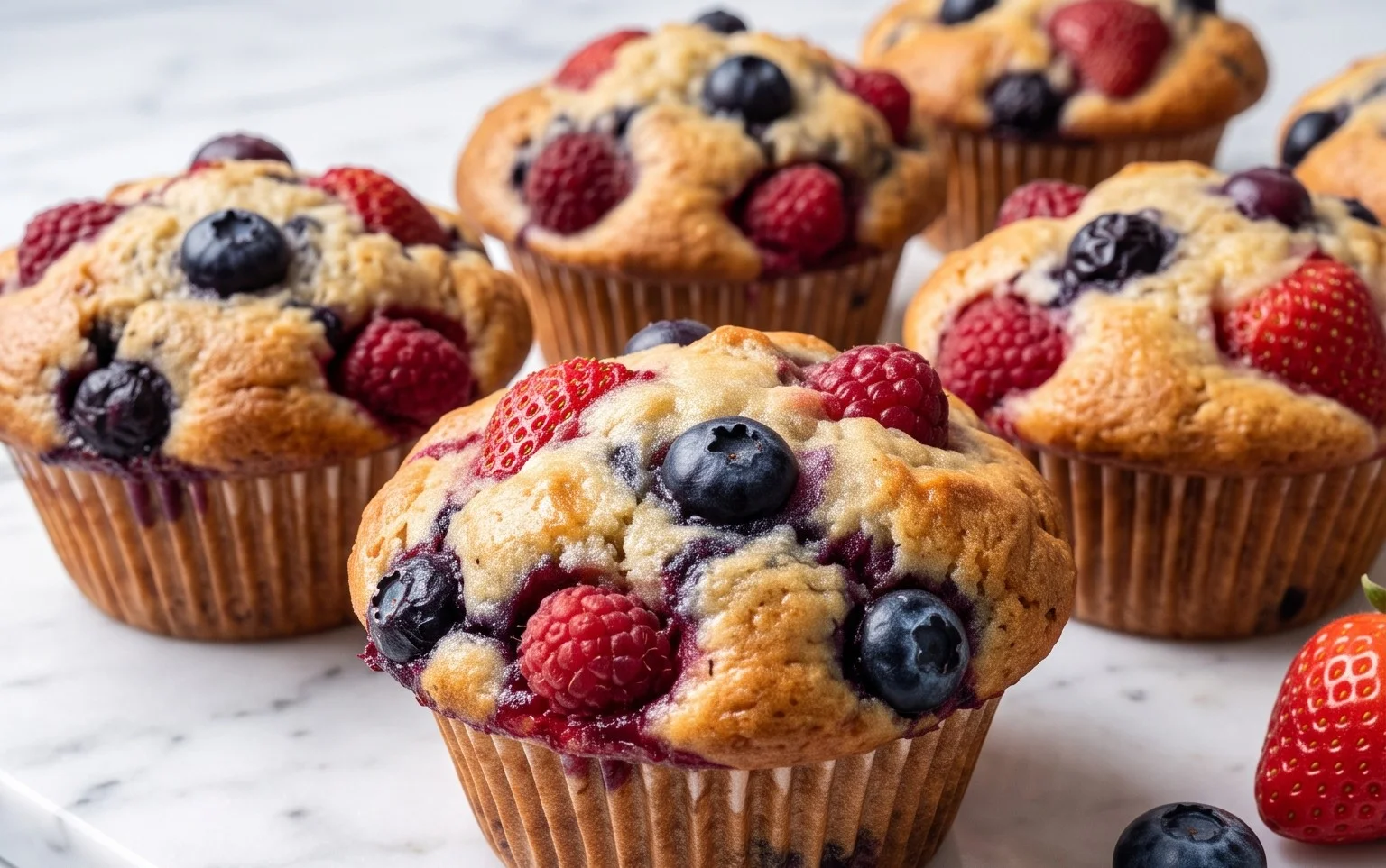 Bakery Style Mixed Berry Muffins | with Frozen Berries