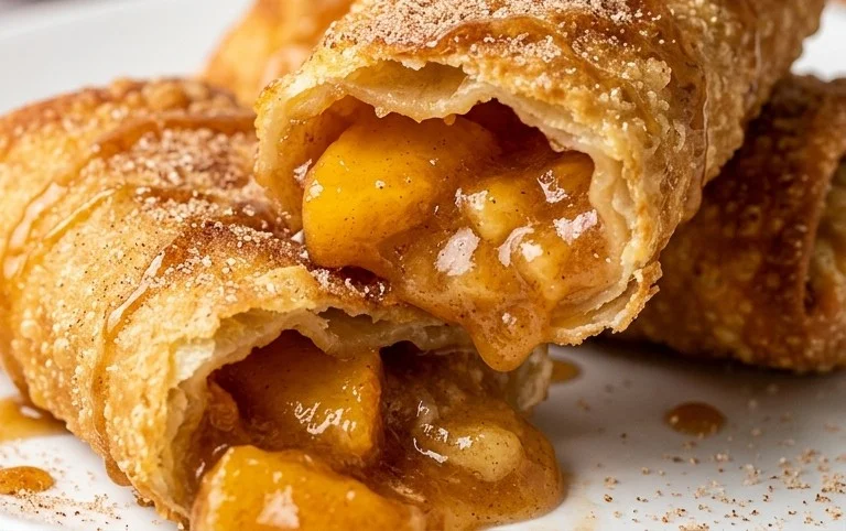Peach Cobbler Egg Rolls