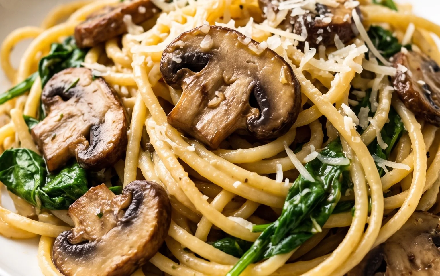Parmesan Spinach Mushroom Pasta Skillet
