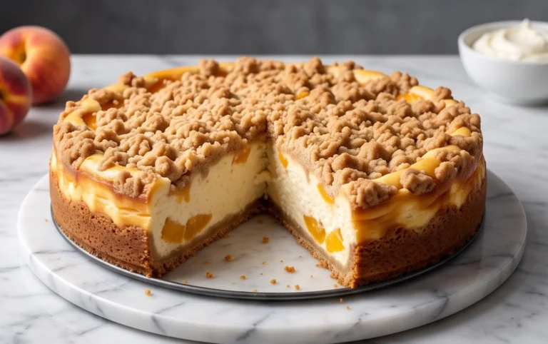 Peach Cream Cheese Cake with Streusel Topping