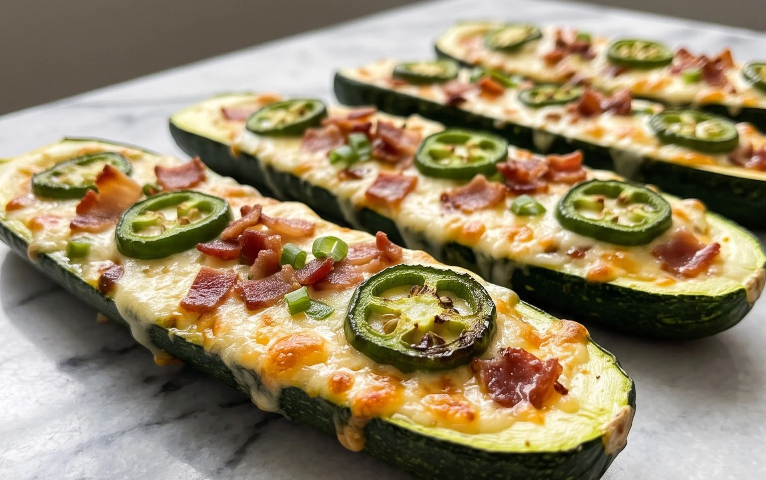 Jalapeno Popper Zucchini Boats