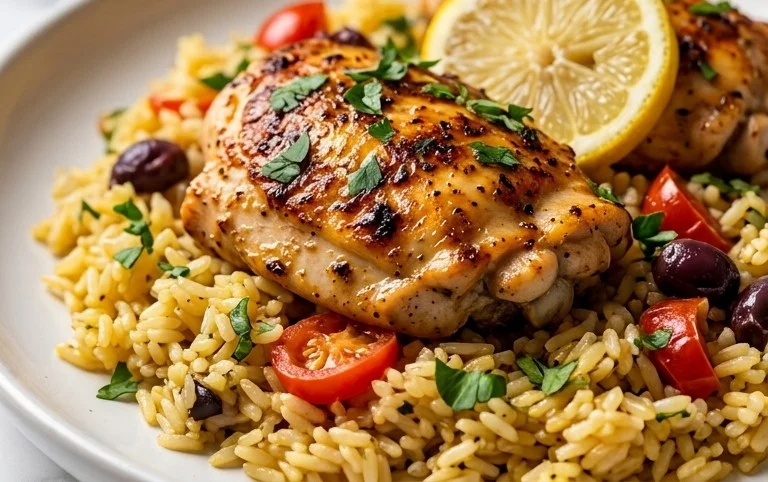 Greek Chicken and Lemon Rice (30 Minutes, One-Pot)
