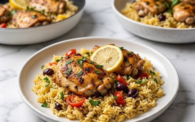 Greek Chicken and Lemon Rice (30 Minutes, One-Pot)
