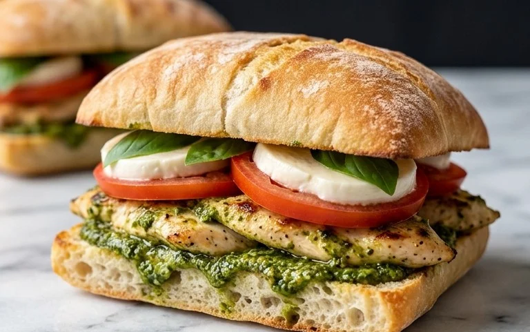 Chicken Pesto Caprese Sandwich