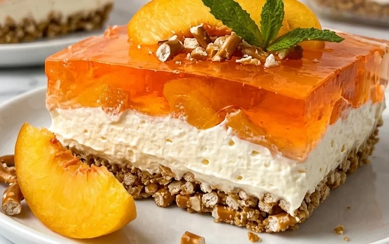 Peach Pretzel Salad Dessert
