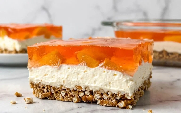 Peach Pretzel Salad Dessert