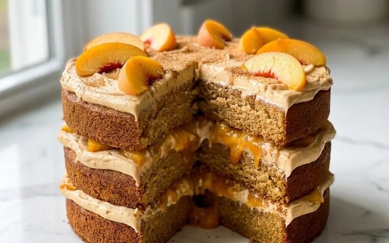 Brown Sugar Layer Cake with Peach Filling