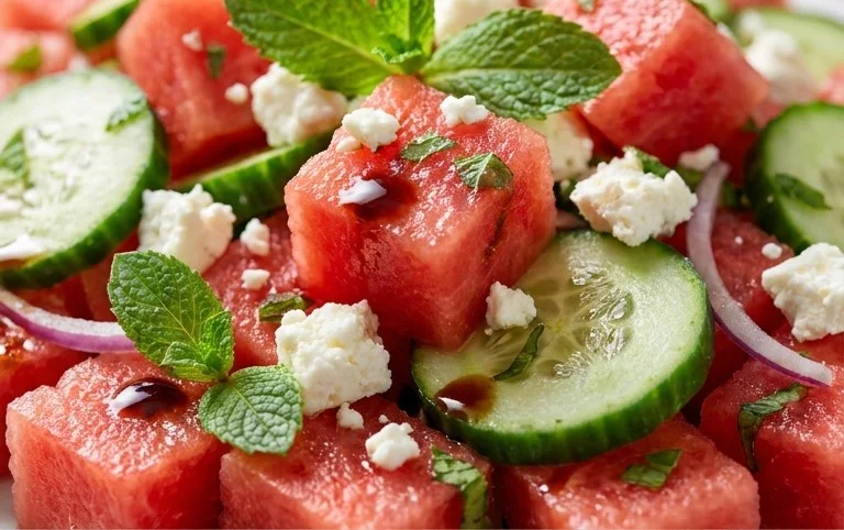 Watermelon Salad with Cucumber and Feta