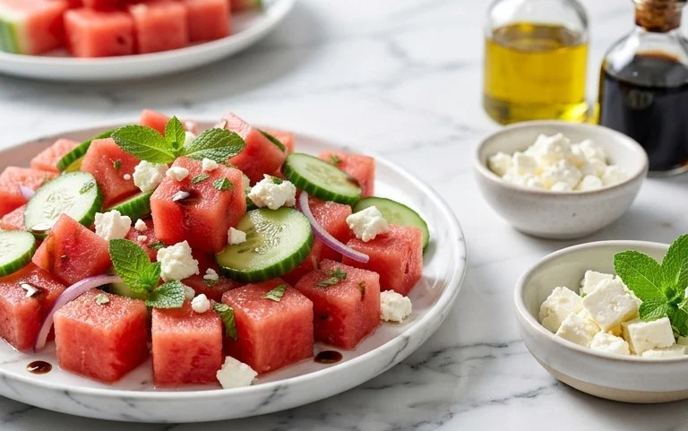 Watermelon Salad with Cucumber and Feta