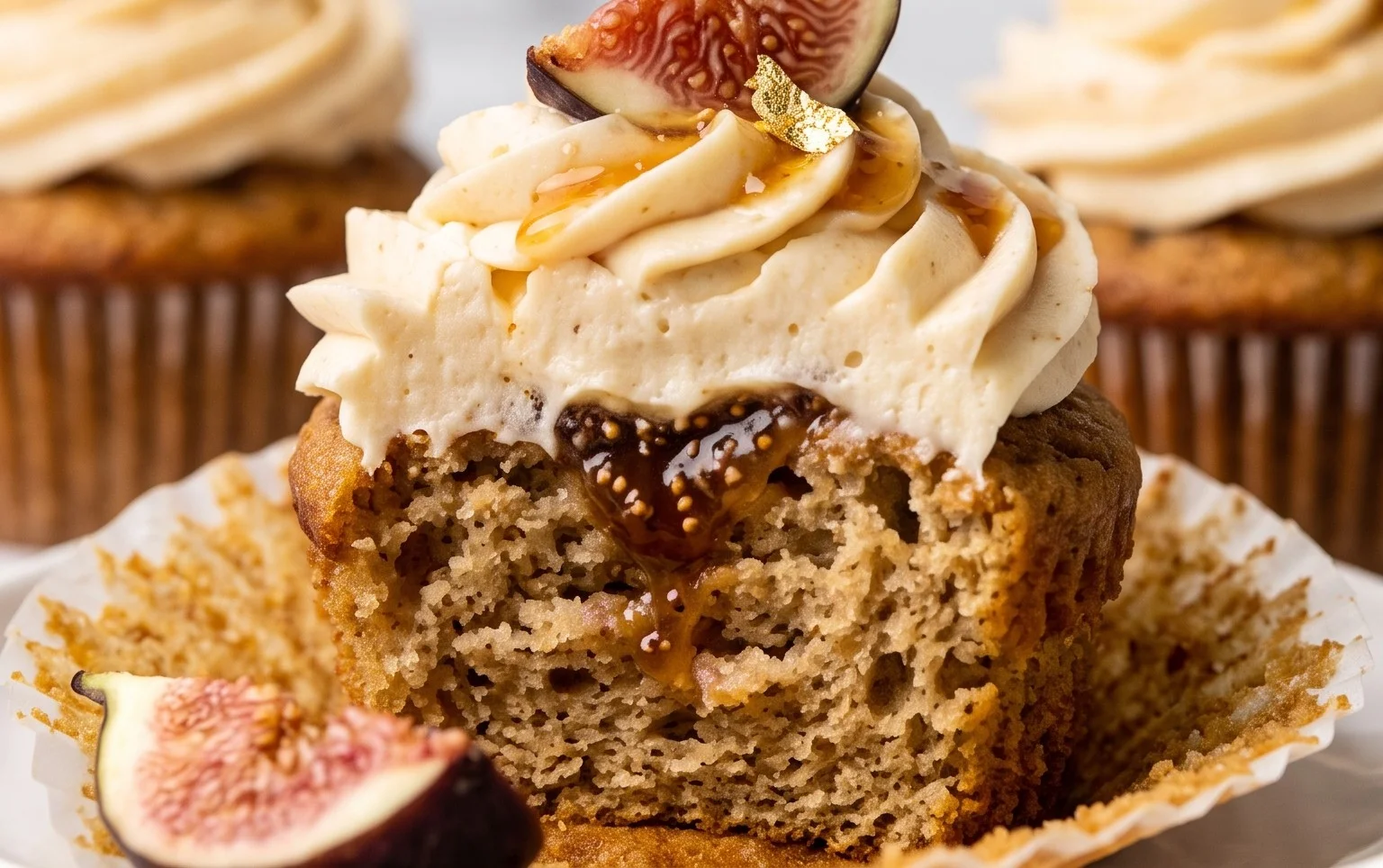 Fig Cupcakes with Honey Cream Cheese Frosting