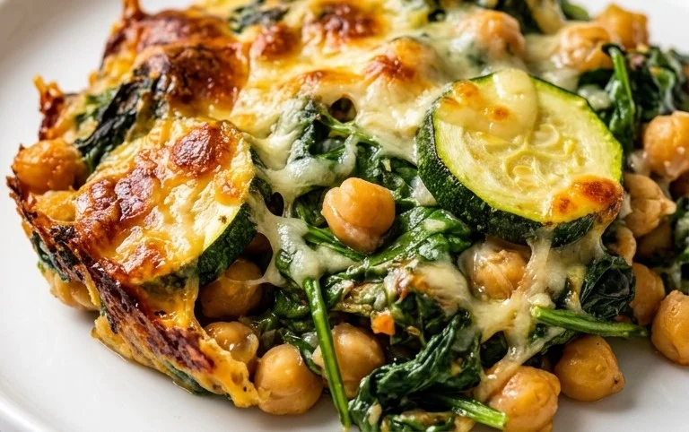 Spinach Zucchini Chickpea Bake