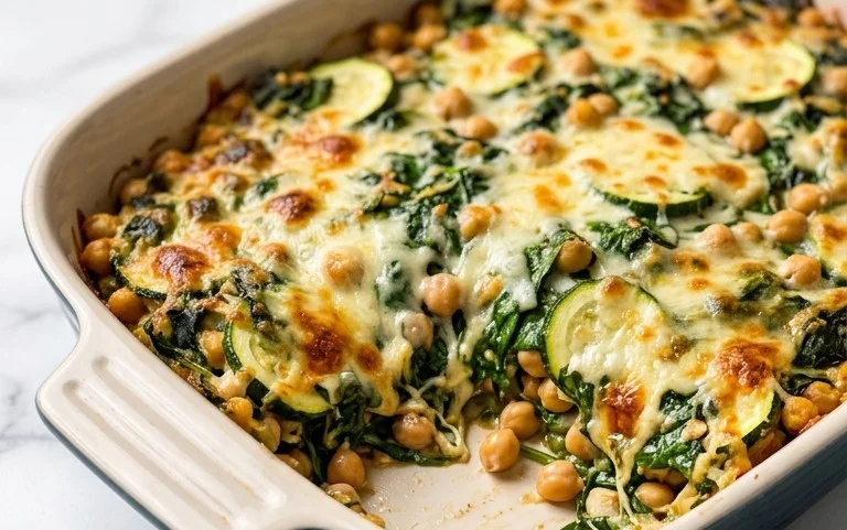 Spinach Zucchini Chickpea Bake