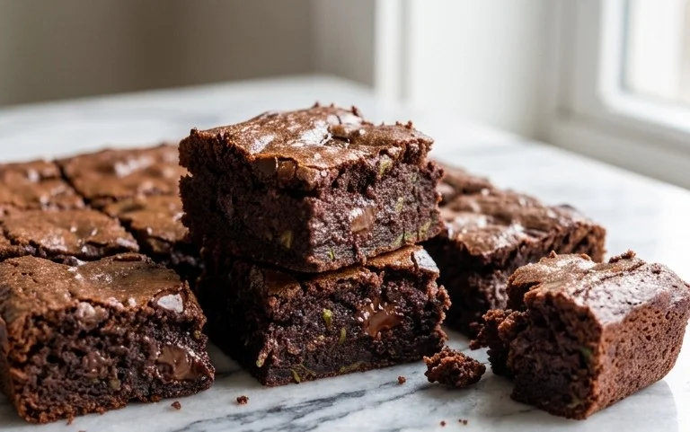 Fudgy Dark Chocolate Zucchini Brownies Recipe