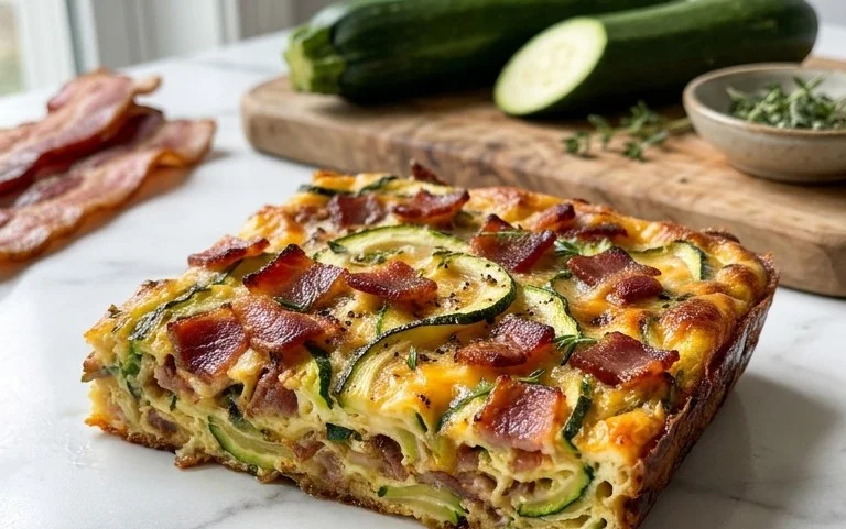 Zucchini and Beef Bacon Slice